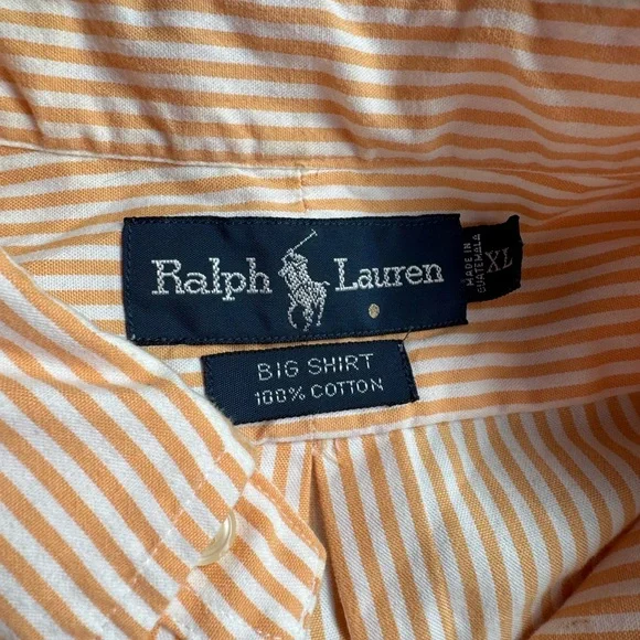 Ralph Lauren Men's Yellow Striped Shirt XL 100% cotton - Picture 3 of 7